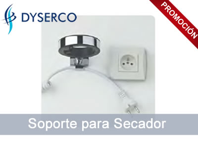 Soporte mural cromado para secador de pelo de hotel